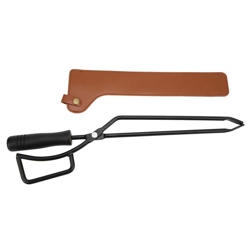 Fireplace Tongs Fire Pit Charcoal Clip Stainless Steel Grill Tongs with Protective SleeveCurry Color