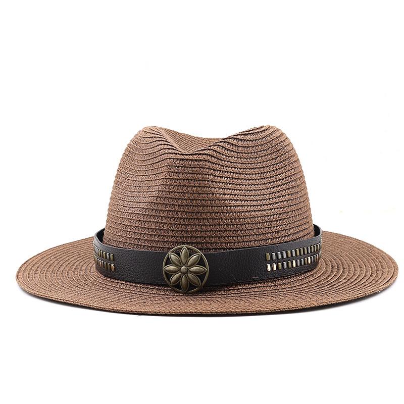 Specially for British fashion flat shade sun hat for men and women couples straw hat outdoor casual jazz top hat