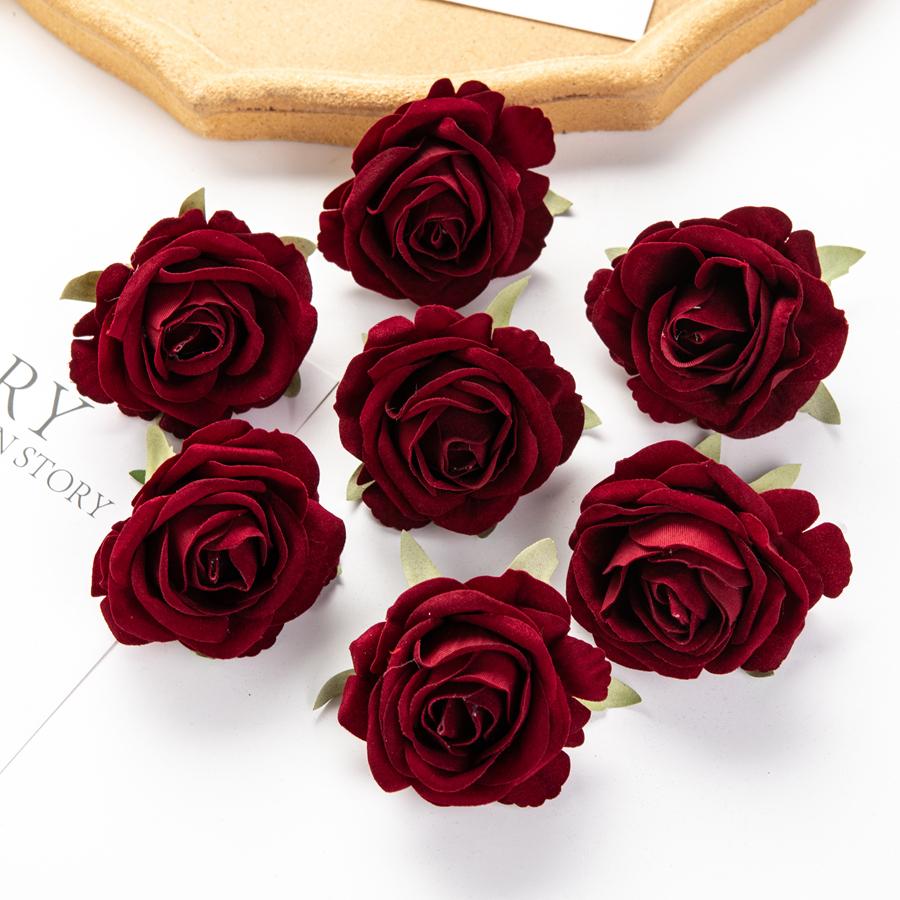 Artificial Flowers Flannel Roses Home Room Decora Valentine's Scrapbooking Wreath Wedding Bridal Accessories Clearance Diy Gift