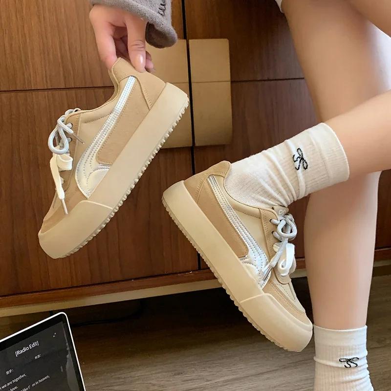 Sneakers da Donna con Suola Spessa 2024 Scarpe Casual Comode alla Moda Scarpe Basse Casual con Lacci per Camminare Tennis Scarpe Piatti da Donna