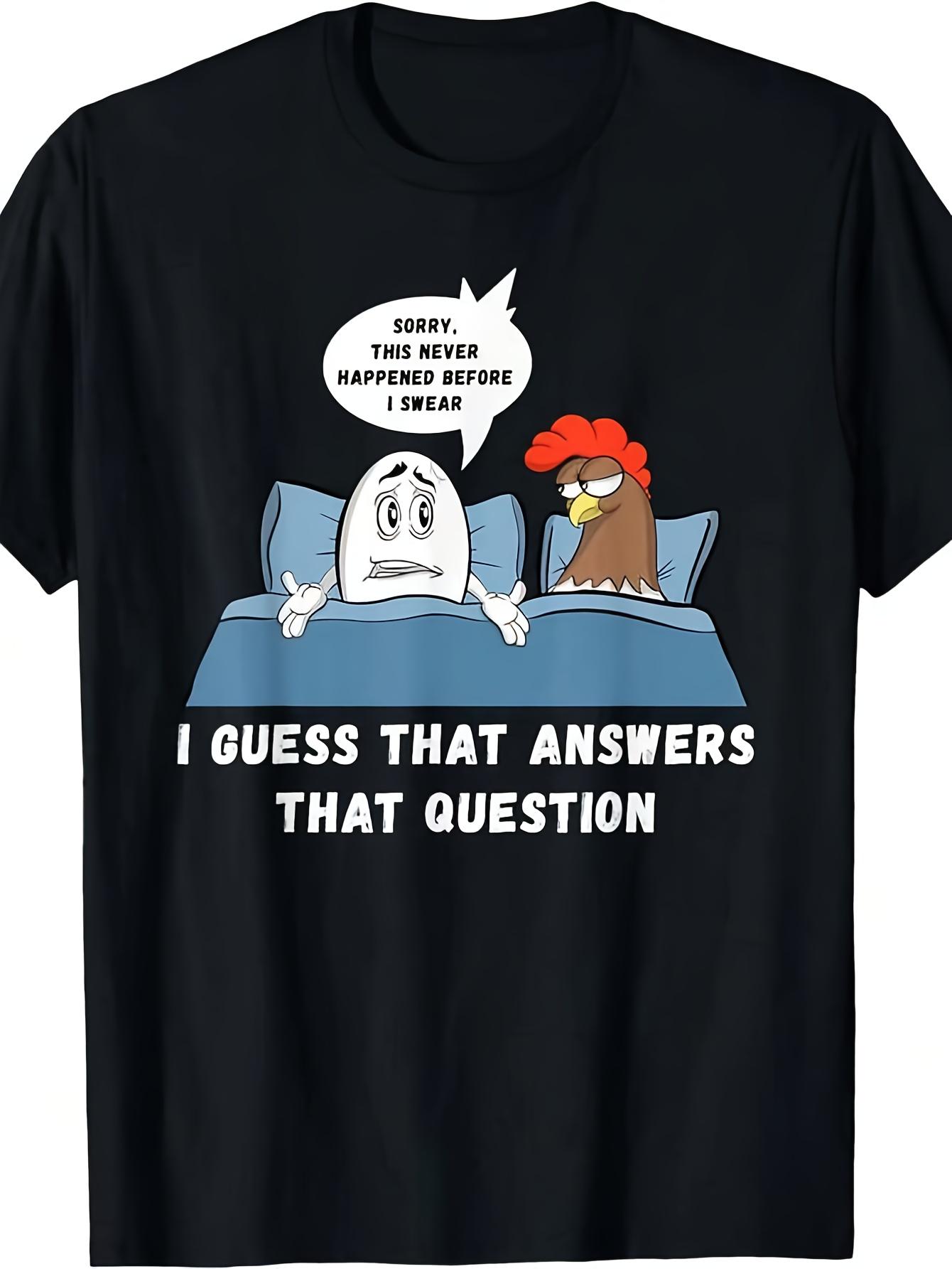 

Men s & Unisex Funny Chicken and Egg T-Shirt - Vintage Humor Which Came First Tee with Egg & Chick Design L