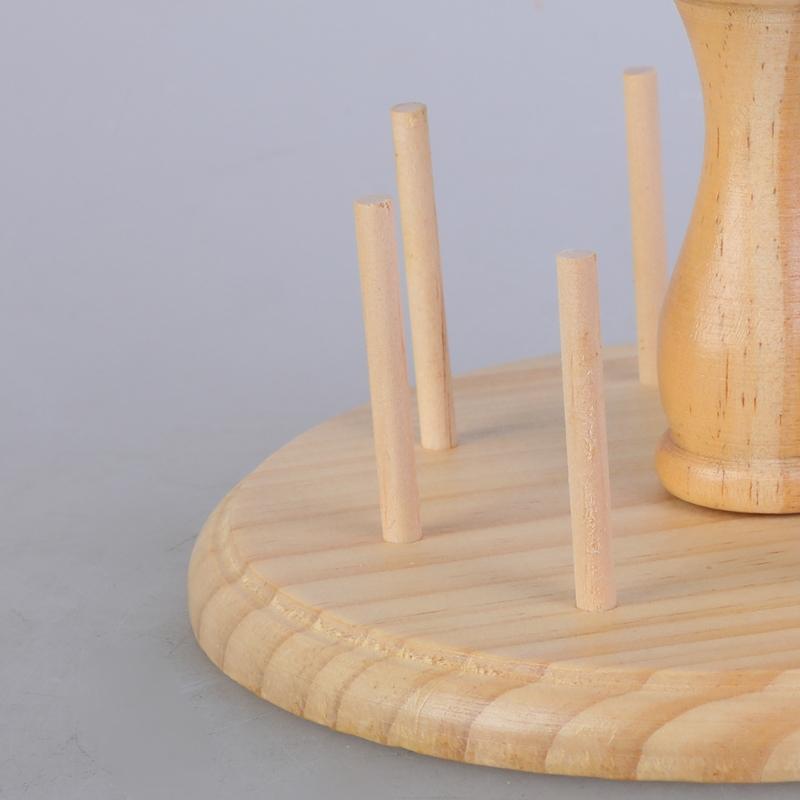 8 Spools Wood Thread Holder with Scissors Holder Thread Spool Rack Embroidery Thread Holder Sewing Thread Organizers