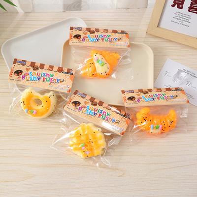 Stress Relief Croissant Squeeze Toy Waffle Donut Cheese Bread Sensory Toy Simulated Food Pinch Fidget Toy Decompression Tools
