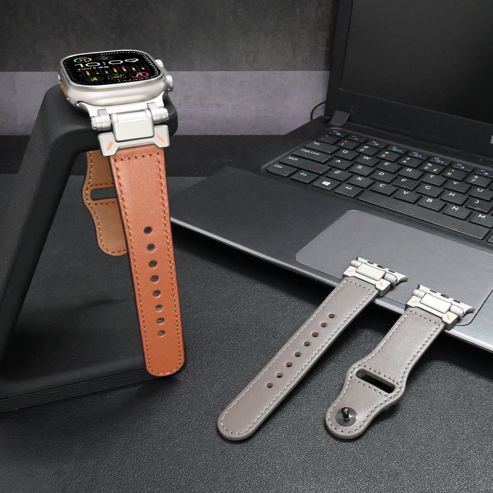 Luxury Leather Strap for Apple Watch Ultra 3 2 49mm 46mm 45mm 44mm Correa Men Loop Bracelet Iwatch Series 11 10 9 8 7 6 5 4 SE 3