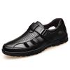 Summer leather hollow sandals Velcro hole shoes breathable casual men's shoes soft sole dad cool leather shoes men's 7688