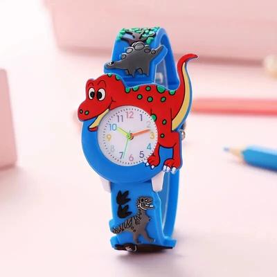 Kinder Cartoon 3D Dinosaurier Silikon Quarz Uhr Schüleruhr