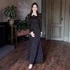 2026 European-American Lapel Print Long Sleeve Slimming Bodycon Dress