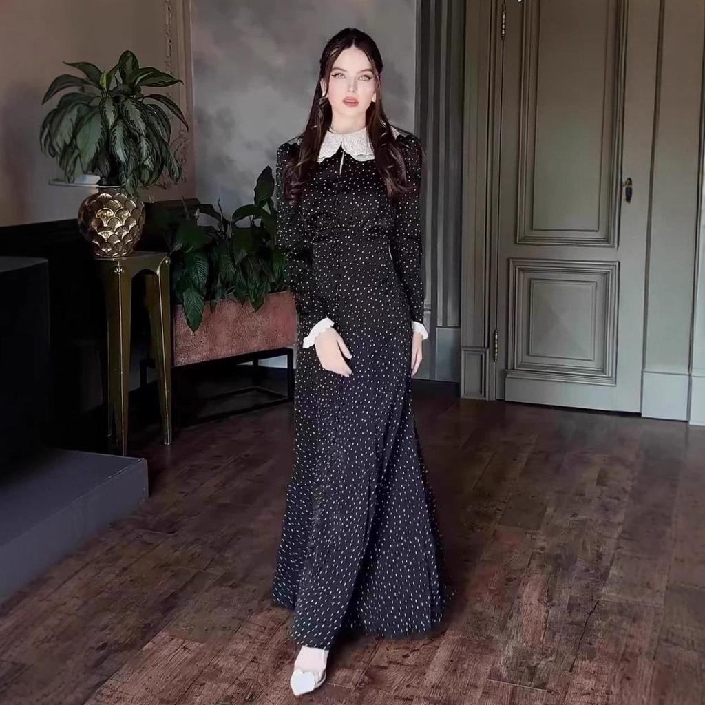2026 European-American Lapel Print Long Sleeve Slimming Bodycon Dress