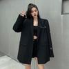 Cappotto Premium Nero Oversize dal Design Unico per Donna, Blazer Top Chic Street Fashion Taglia Piccola con Sensazione di Alta Gamma