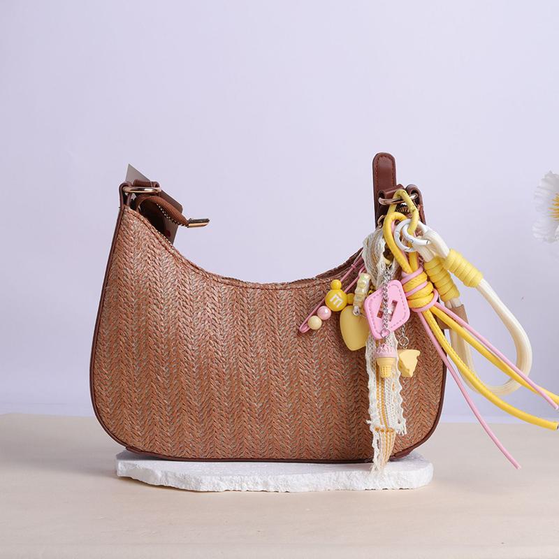 Sweet Girl Summer Dopamine Beaded Keychain Fresh Colour Versatile Ribbon Tassels Backpack Pendant Gift