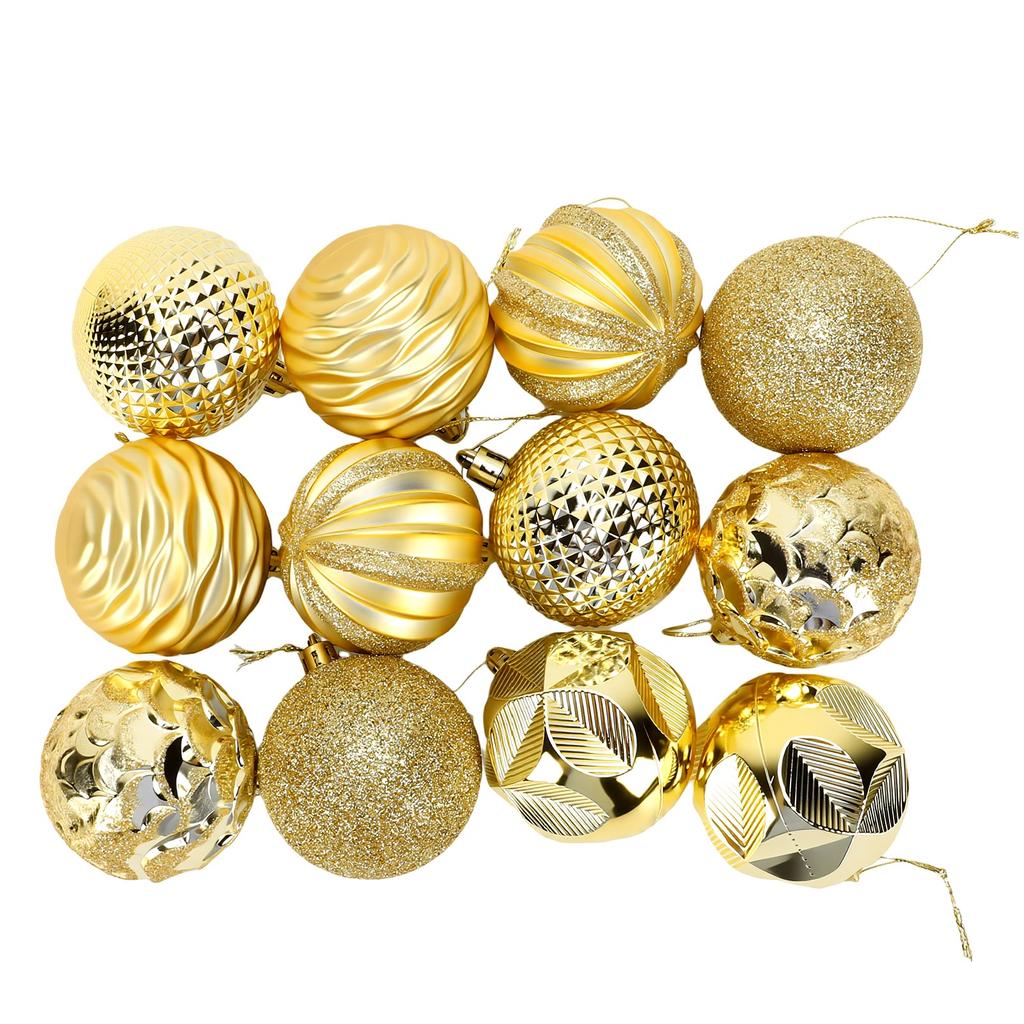 12PCS Xmas Tree Ball Decorations 6cm Holiday Hanging Ball with Rope for Garland Door Window Desk Arrangement