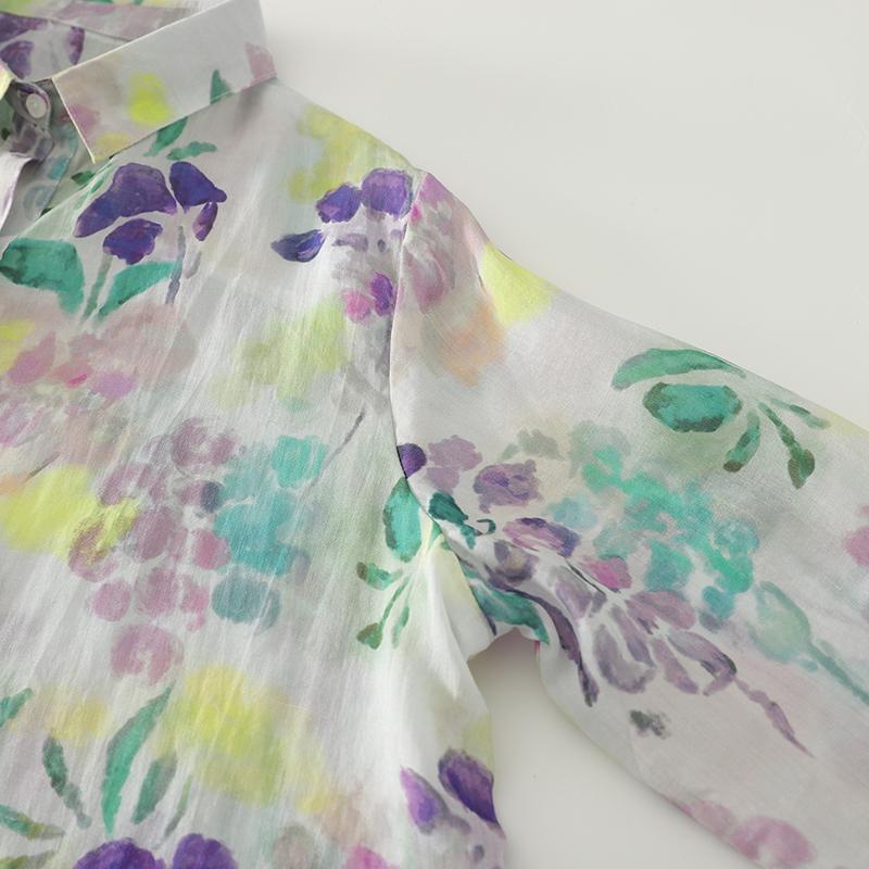 DIMANAF 2025 New Plus Size Women Tops Shirts Tees Floral Casual Loose Blouse Autumn Print Cotton Long Sleeve