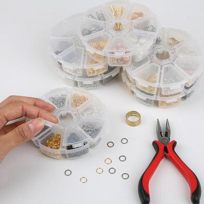 1 juego/caja de cierres, cadenas, dijes, anillos de salto de aguja para accesorios DIY, fabricación de joyas