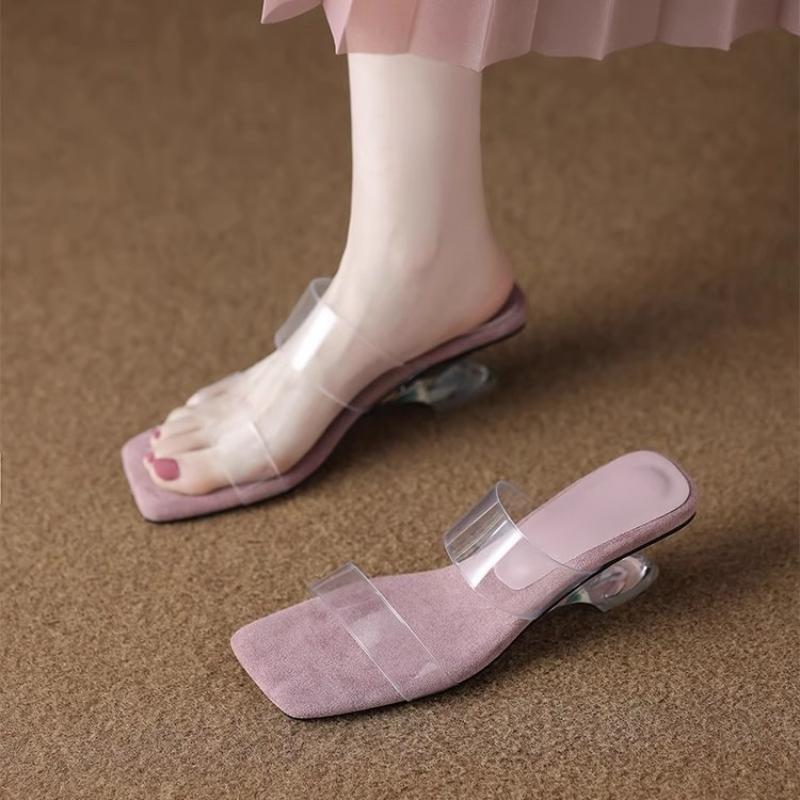 Fashion Summer Women Pumps Sandals PVC Jelly Slippers Open Toe High Heels Women Transparent  Slippers Shoes Heel Clear Sandals