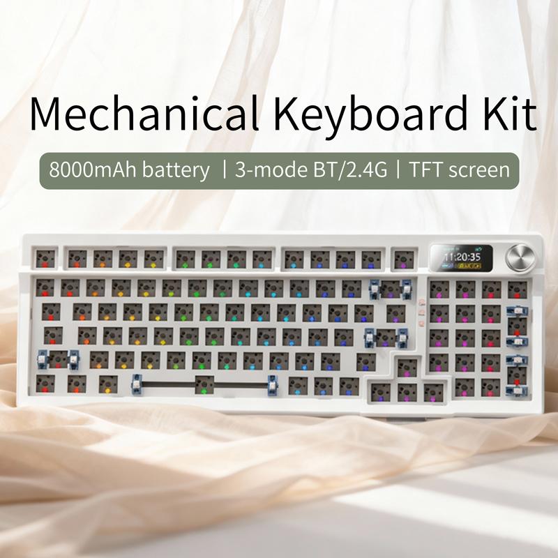 YINDIAOY95 Three Mode Mechanical Keyboard Swap RGB Gaming Keyboard DIY Kit with Display