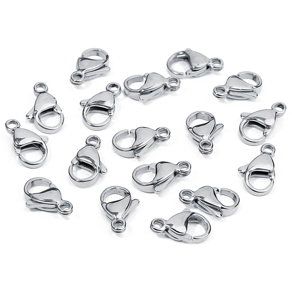

25pcs Stainless Steel Lobster Clasps Hooks End Clasps Connectors For Necklace Bracelet Jewelry Making Accessories Wholesale 9x6mm 25PCS срібний