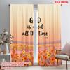 2pcs 2D Flat Printing Window Curtains God Is Good All the Time Flowers Fabric Without Electricity Festive Curtains Perfect for