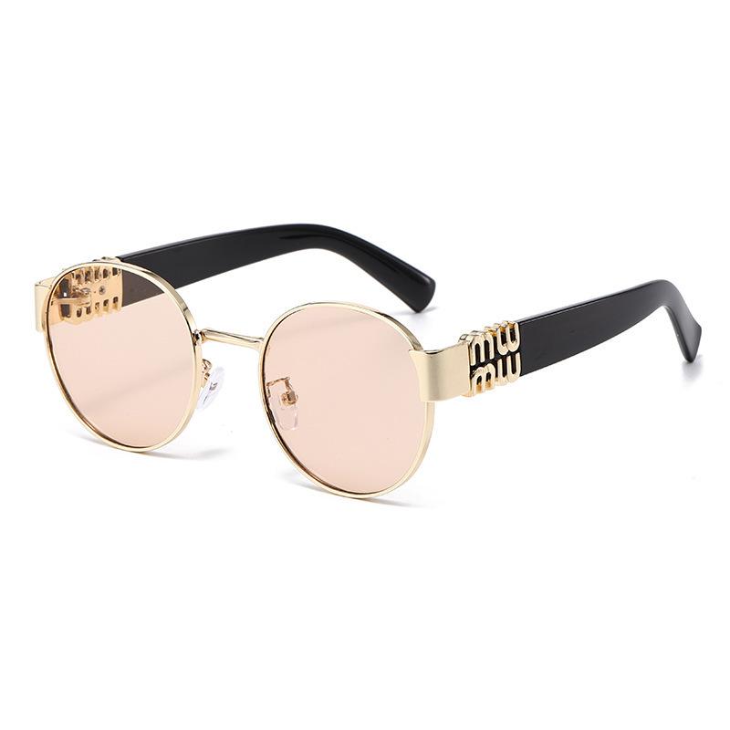The new M comes with a round frame, European and American old money style temperament, high-end sunglasses, women's fashion trend, gold, UV pro