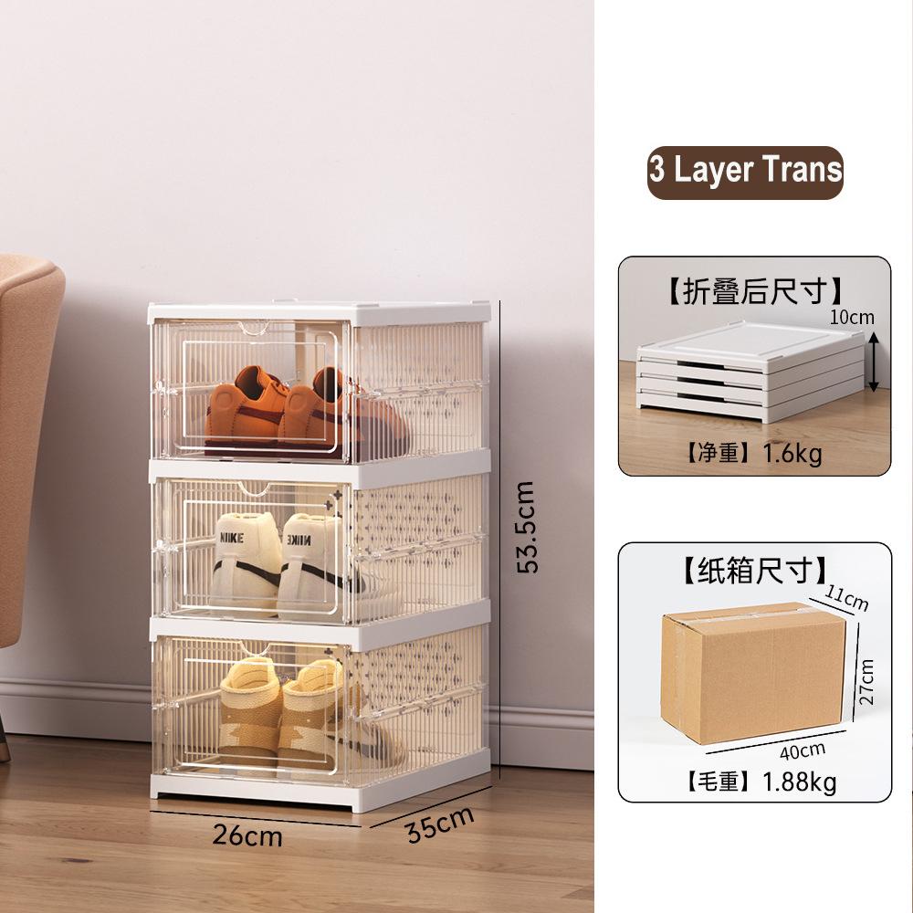Shoe Storage Organizer Cabinet Drop Front Plastic Foldable Shoe Storage Box Entryway Sneakers Stackable Shoe Display Holder Rack