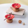 Ceramic Mushroom Jewelry Tray with Raised Ring Holder Dish, Tabletop Catchall Tray for Vanity and Bedside Table