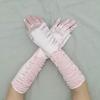 Bridal Wedding Gloves Ladies Wrinkle Stage Performance Dress Wedding Gloves Satin Satin Gloves