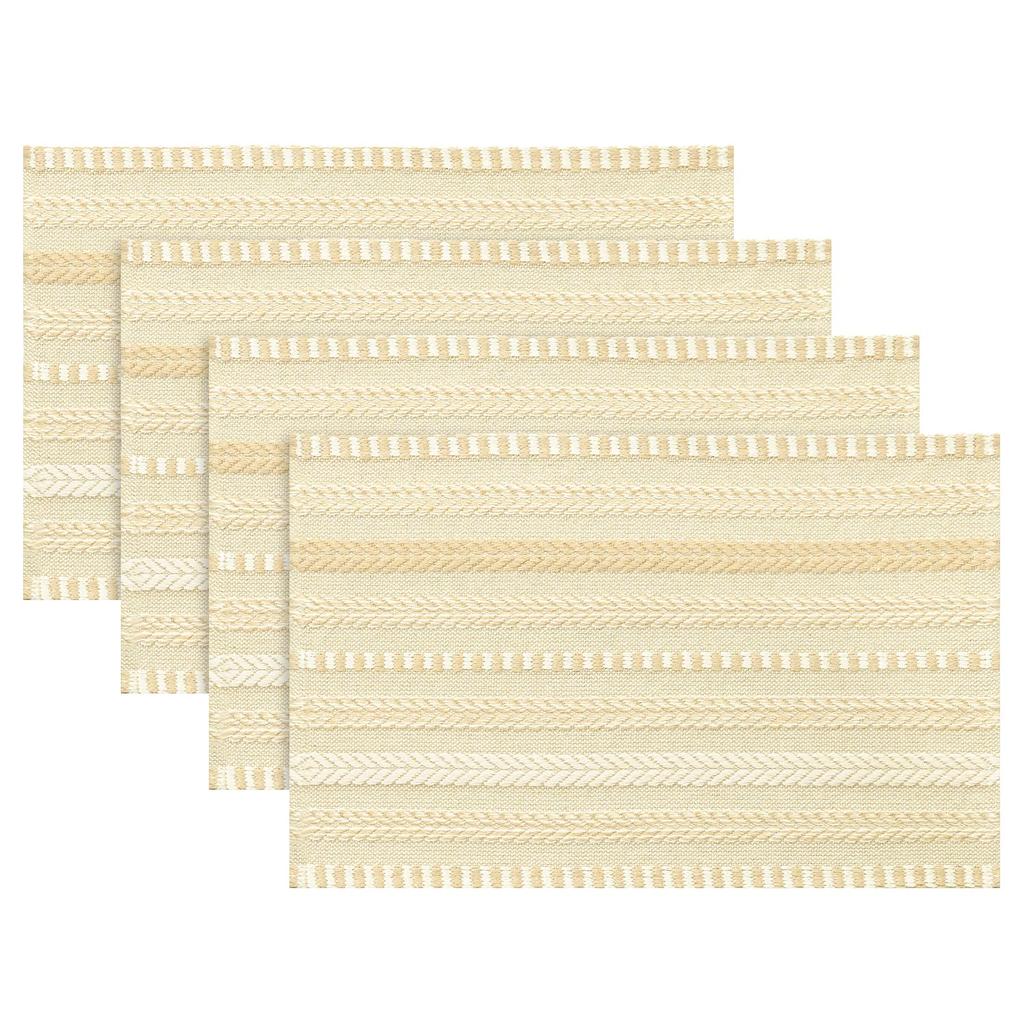 Black Farmhouse Woven Braided Stripe Placemats Set of 4,12x18 Inch Seasonal Holiday Table Mats Party Kitchen Dining Decoration