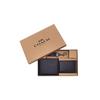 Compact Calfskin Card Holder Wallet Men's Black (Unisex) Wallets 64118 BLK
