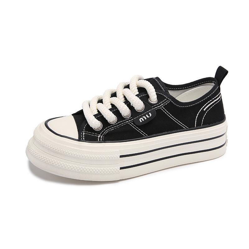 Fashion platform canvas shoes women's 2025 summer new Korean version fashion versatile small height increase casual white shoes