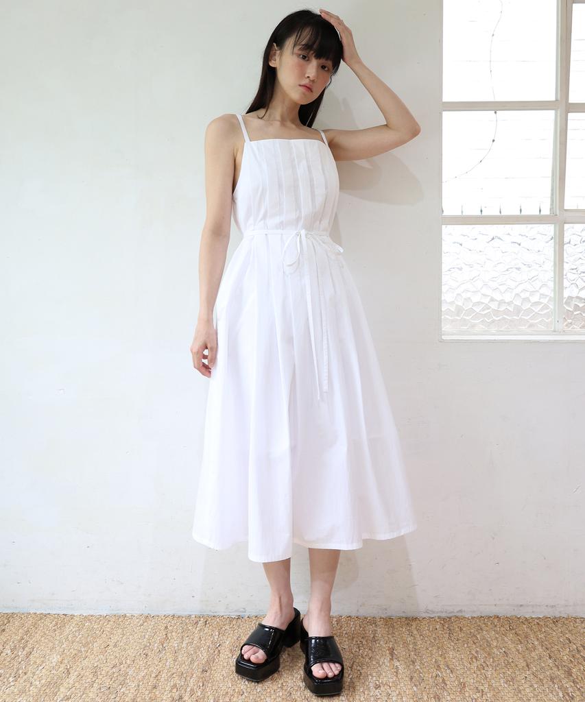 Paul And Alice Pleats Camisole Dress / White