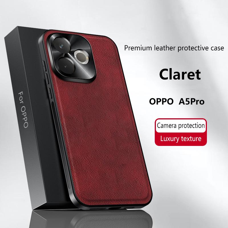 For Oppo A5 Pro 5G Case Magnetic Elegant Leather Wear-Resistant Lens Fully Covered Non-Slip Grip Edge Cover Shell