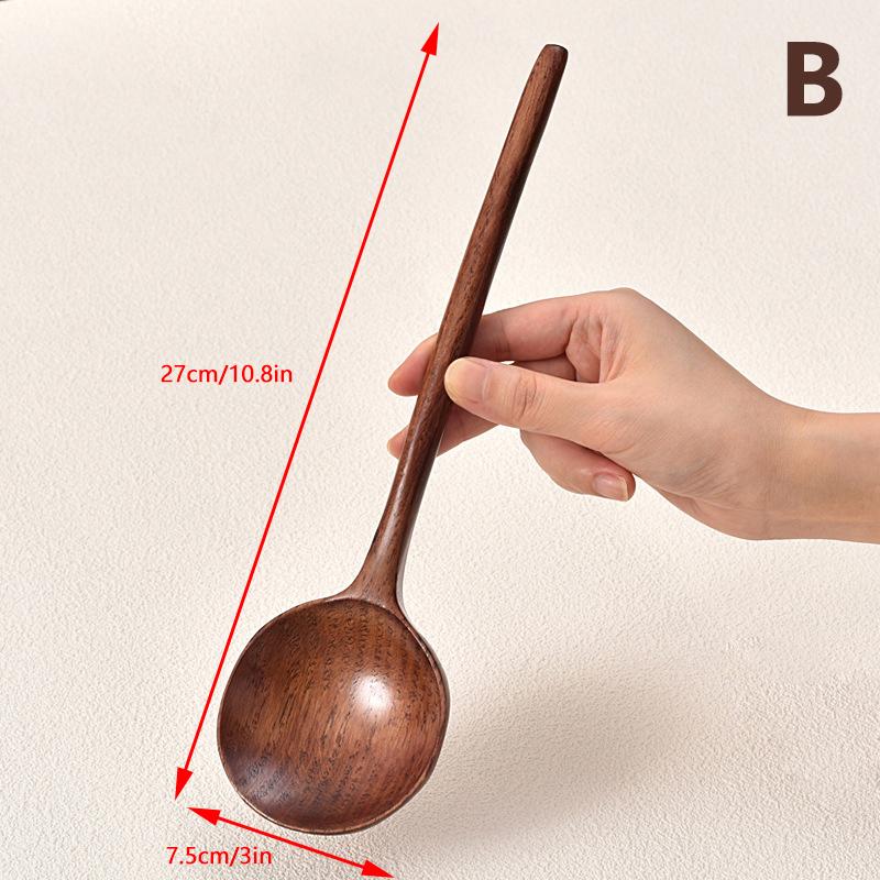 Long Handle Ramen Wooden Spoon Japanese Kitchen Cooking Utensils Tableware Serving Tablespoons Home Large Soup Ladle