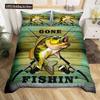 Pike Fish Bedding Striped Bass Big Pattern Hunting And Fishing Themed Duvet Cover For Kids Boys BedRoom Decorations For Teens