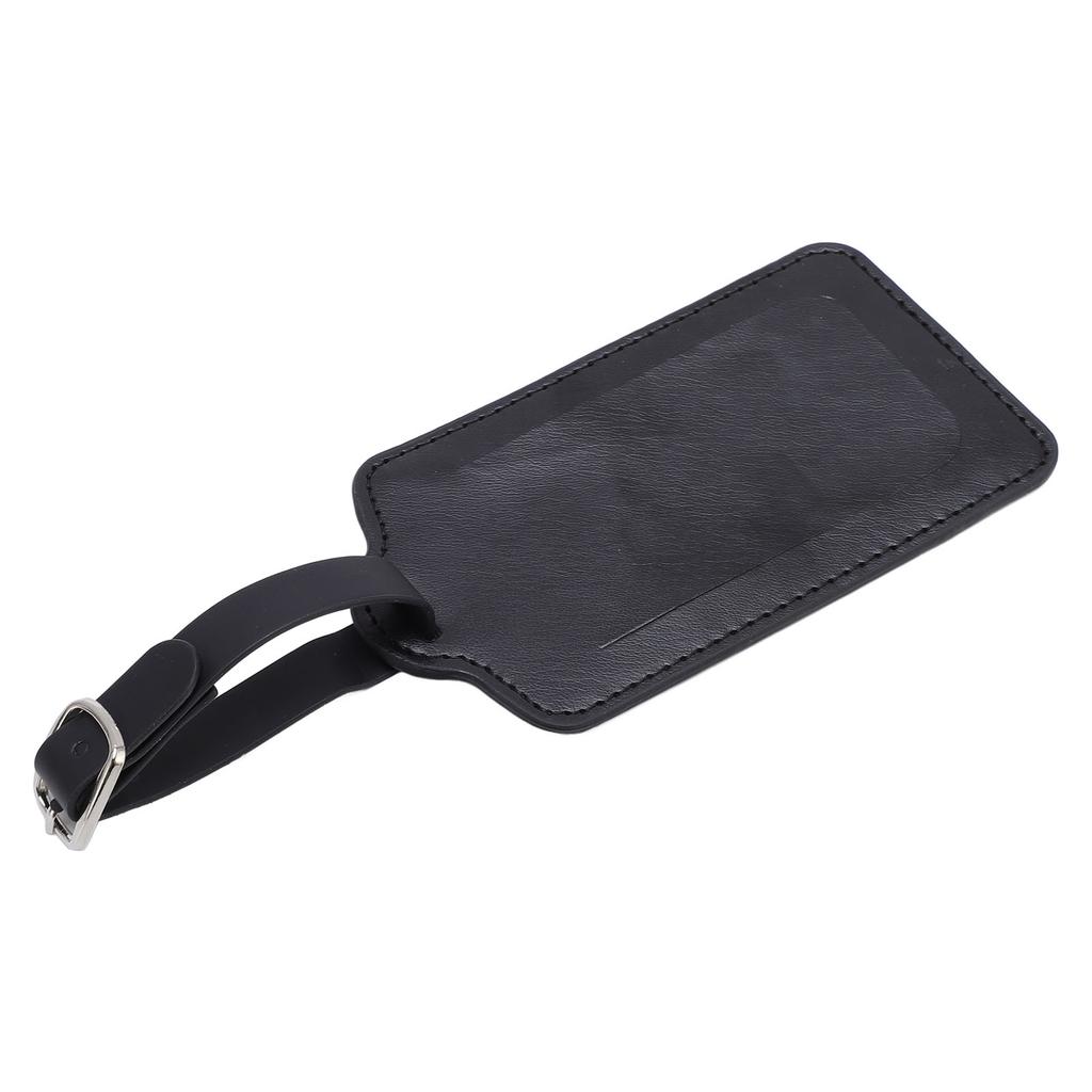 Luggage Baggage Tag Rain Proof PU Leather Soft Lock Design Stylish Luggage ID Label for Travel and Business Trip Black