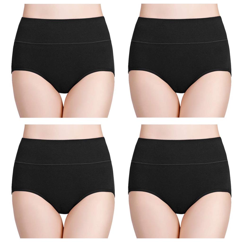 4pcs/pack Women's Cotton Underwear High Waisted Full Coverage Ladies Panties Postpartum Underwear (Regular & Plus Size)
