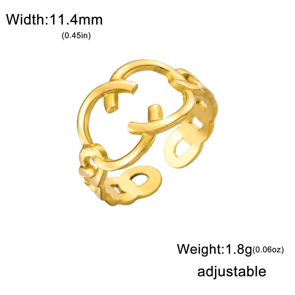 Stainless Steel Vintage  Cuff Rings for Women Girl Elegant Fashion New Non-fading Jewelry Lady Gift Party