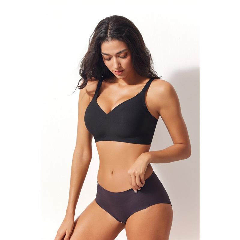 Jelly Glue Underwear Women's Seamless European And American Large Size Big Breasts Bra Gathered Breast Milk Without Steel Ring Bra