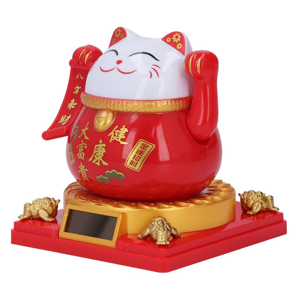 Lucky Cat Waving Arm Solar Powered Light Induction Wealth Welcoming Fortune Cat Decoration for Home