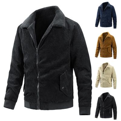 And Winter New Corduroy Men's Solid Color Double-sided Zipper Pocket Thick Jacket