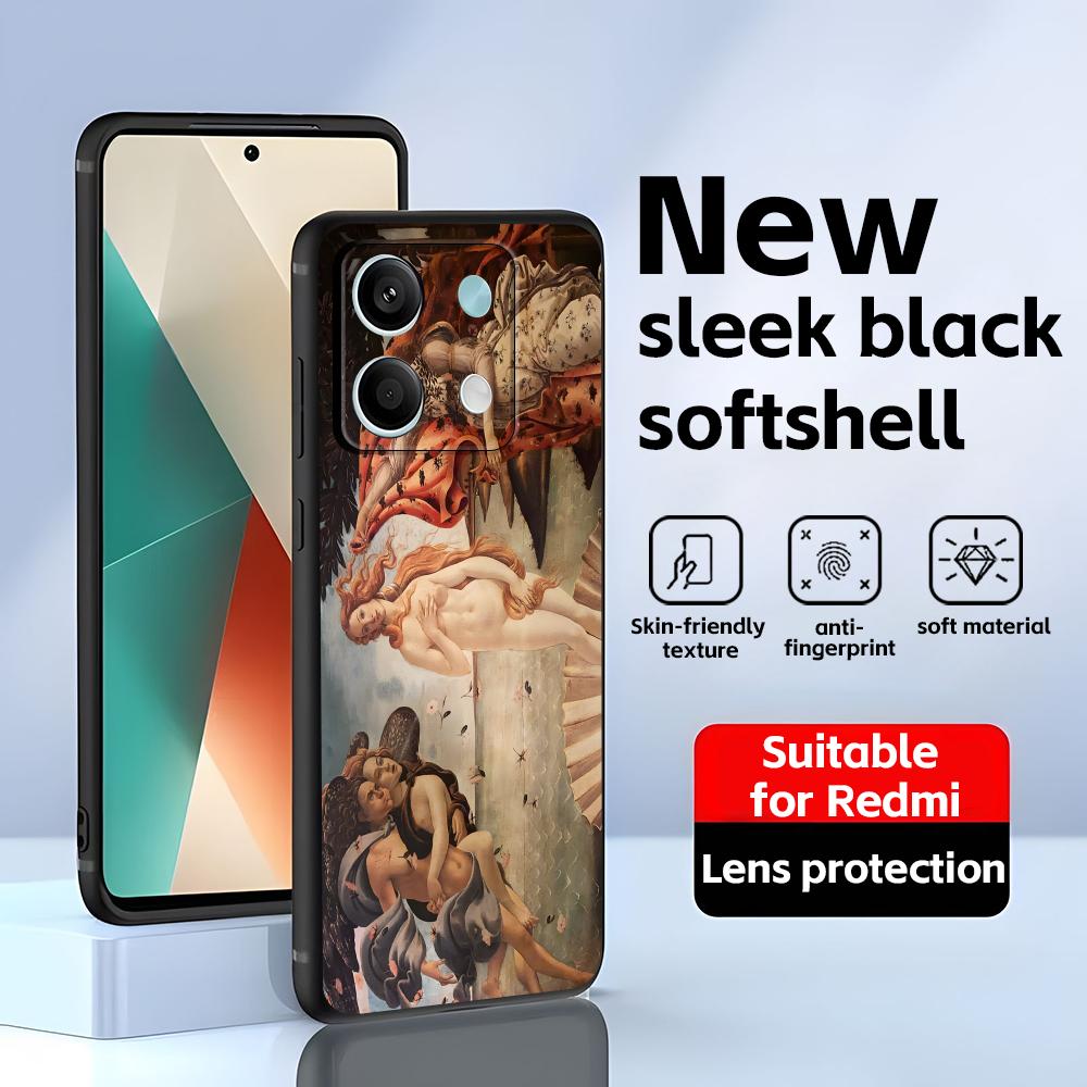 Renaissance Art Paintings  Phone Case For Redmi Note 14 13 12 11 Pro Plus S 5G 14C A3 Soft Black Phone Cover
