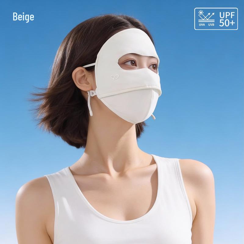 Женская УФ-защитная маска для лица - Дышащий Facekini для езды на велосипеде, Солнцезащитная маска из ледяного шелка, Полное покрытие лица One Size