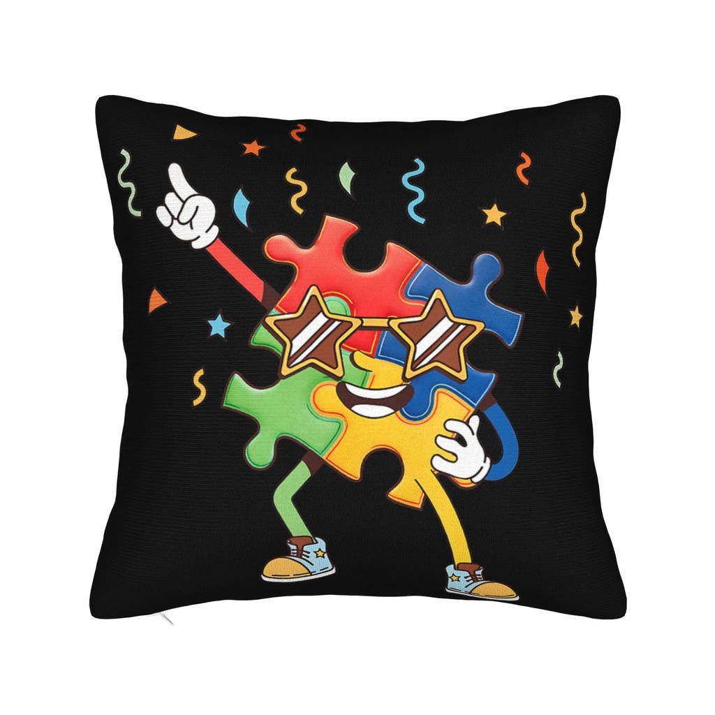 Decorative Pillowcases Dabbing Puzzle Autism Awareness Merchandise Chair Pillow Case Cover Square MultiSize