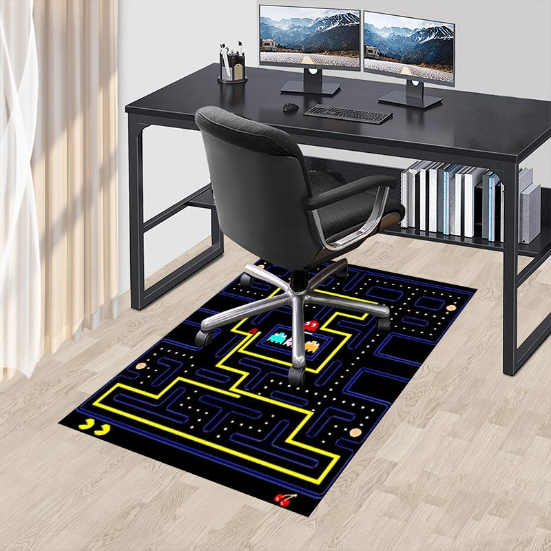 1pc Pacman Maze Adventure Carpet for Playroom Bedroom Living Room Sofa Home Decor,kids Game Area Rug Non-slip Floor Mat Y730143