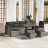 VidaXL 10-Piece Garden Sofa Set with Grey Cushions Poly Rattan Acacia 3364463