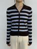 Women's High-Neck Striped Wool Cardigan: Slimming Zipper Sweater for Autumn & Winter, Premium Quality.