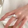 Koreanischer Dongdaemun S925 Sterlingsilber Herzförmiger Offener Ring – Damenmode Kreativer Stil