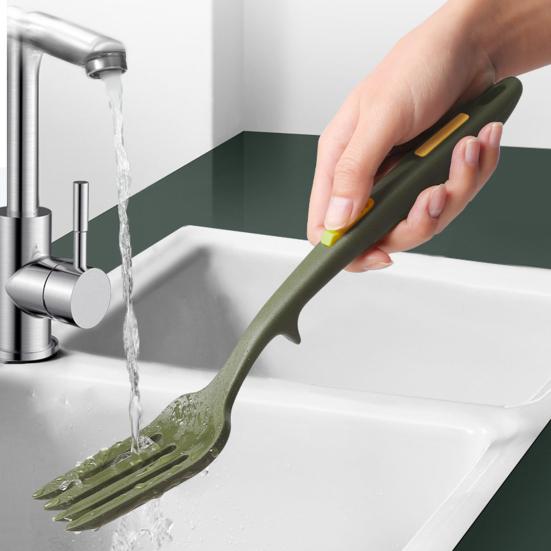 Salad Fork Flexible Food Grade Anti-scalding Silicone Dessert Pasta Fruit Whisking Fork Cooking Utensil for Daily Use