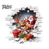 Holiday Home Decor Santa Claus Toilet Sticker, Elk And Gift Box Print, 3D Winter Wonderland Bathroom Art Christmas Wall Decal, Removable Waterproof