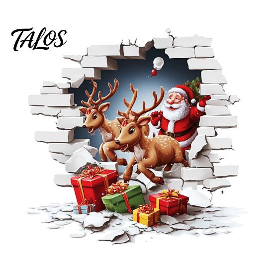 Holiday Home Decor Santa Claus Toilet Sticker, Elk And Gift Box Print, 3D Winter Wonderland Bathroom Art Christmas Wall Decal, Removable Waterproof