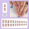 24PCS Press On Nails Colorful French Wear Nails Short Sweet  Cool Nail Pieces Fake Finger Nail Pieces Nail Stickers With Jelly Glue And Rubbing Strip