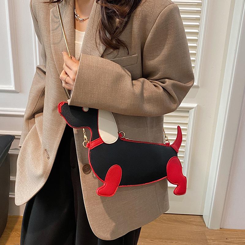 Schoudertas met cartoon hondenontwerp voor dames PU-leer crossbodytassen met ketting gepersonaliseerde rits avondfeest portemonnee satchel CLE